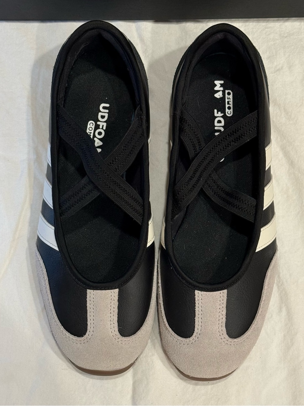Adidas Barreda Black White & Gray Mary Jane Slip-On Sneakers Womens 10 Like New - Picture 7 of 8